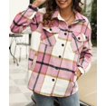 thumbnail image 2 of HSHDLDF Womens Casual Plaid Shacket Button Down Long Sleeve Shirt, 2 of 4