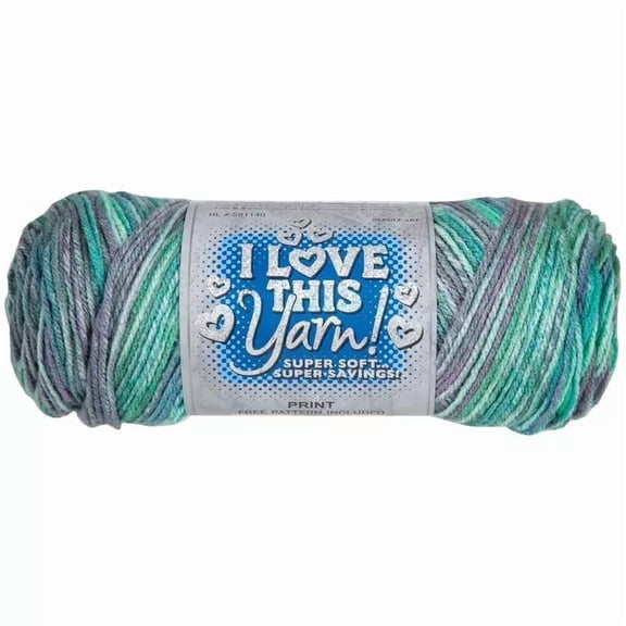 I Love This Yarn Print, Medium Weight 100% Acrylic Yarn, 252 Yards, Herb Garden