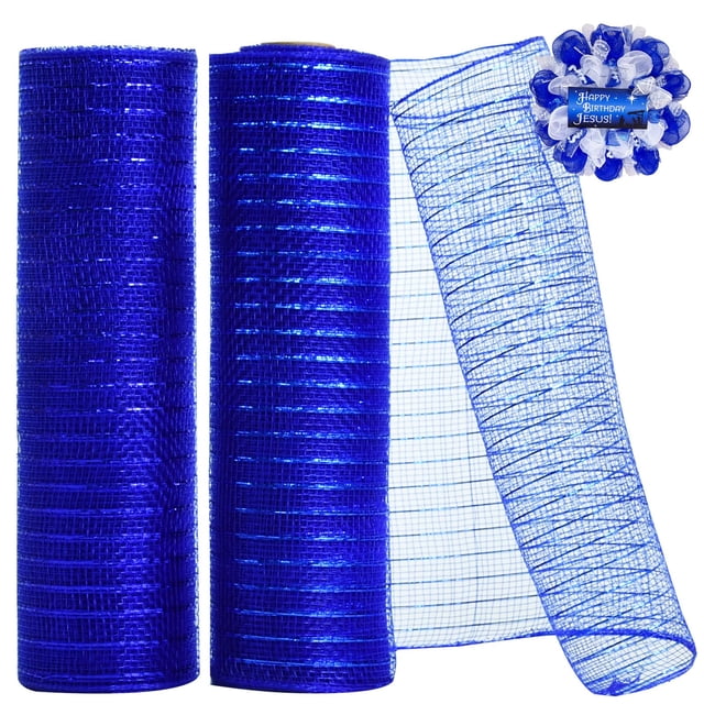 Cinta decorativa de malla TONIFUL, 10 cm x 9 m, color azul, 2 rollos