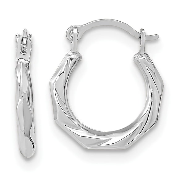 10K White Gold Polished Twist Hoop Earrings