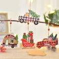 thumbnail image 2 of Biplut Christmas Decoration Cute Sleigh Christmas House Motorhome Car Charms Holiday Decoration 4 Styles Christmas Tree Wooden Hanging Ornaments New Year Gift (Type A), 2 of 13