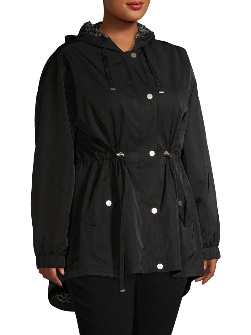 Time and Tru Women's Plus Size Lightweight Water Resistant Anorak