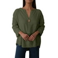 thumbnail image 1 of Vestidos Casuales Para Mujer, Blusas De Mujer De Moda Blusa informal de verano con botones, escote en V y mangas 3/4 para mujer, 1 of 9