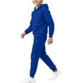 thumbnail image 6 of CYRBOKO Boys Sweatsuits 2pcs Sets Size 10-12, Long Sleeve Casual Athletic Lightweifht Fleece Lined Hoodie and Jogger Sweatpants Blue, 6 of 6