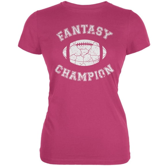 Fantasy Football Distressed Champion Berry Pink Juniors Soft T-Shirt - X-Large