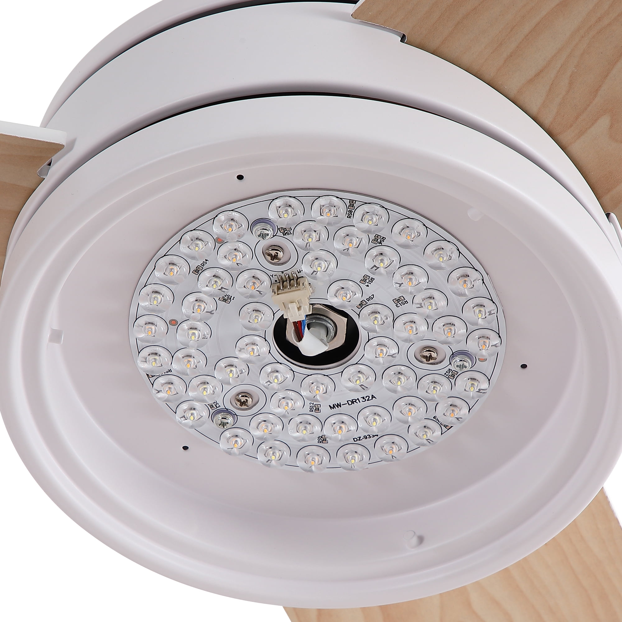 Leumius 52" White Ceiling Fan with Intergrated LED Light Kit with Remote Control, 3 Plywood Blades and Work with Smart APP for Living Room Bedroom