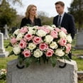thumbnail image 5 of FTsdfkl 20Inch Cemetery Flowers for Grave,Headstone Flower Saddle,Flowers for Cemetery Grave Decoration Headstone Flower Saddle for Headstone Decoratio (Purple White), 5 of 6