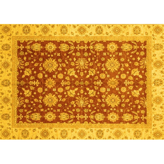 Ahgly Company Indoor Rectangle Oriental Yellow Traditional Area Rugs, 3' x 5'