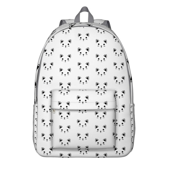 Cats and Hearts Pattern Backpack – Adorable Cat Illustration Bookbag with Artistic Print for Travel and School