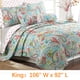 thumbnail image 2 of Juego de cama reversible con colcha y diseño floral de hojas de coral azul turquesa, cubrecama ligero para todas las estaciones (turquesa, tamaño king, 3 piezas), 2 of 5