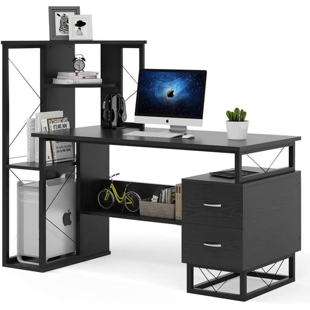 Tribesigns Computer Desk With Drawers Functional Writing Corner Tower Shelves Com Tribesigns Computer Desk With Drawers, Corner Tower Computer Desk