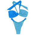 thumbnail image 1 of Swimsuits Women Color Blocking Three-Point Spaghetti Strap Bikinis Blue Womens Bathing Suits L, 1 of 8