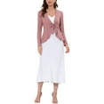 thumbnail image 2 of Allegra K Women's Dressy Cardigan Sweaters Tie Front Draped Ruffle Knit Cardigans M Dark Pink, 2 of 7