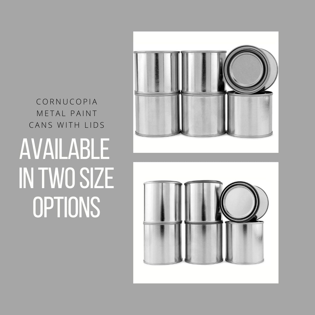 Cornucopia Metal Paint Cans with Lids (1/2 Pint Size, 6-Pack), 1-Cup  Capacity Empty Unlined Half Pint Paint Pails 