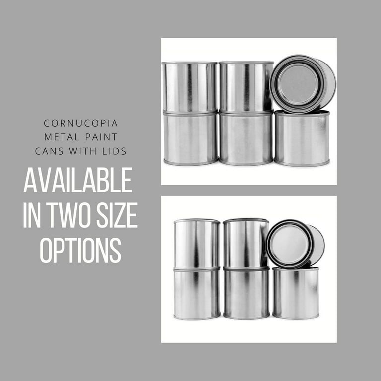 Cornucopia Brands Cornucopia Metal Paint Cans with Lids (1/2 Pint size, 6-Pack), 1-Cup Capacity Empty Unlined Half Pint Paint Pails