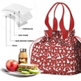 thumbnail image 4 of Red Christmas Silhouette Pattern Drawstring Lunch Bag Women - Drawstring Lunch Bag Insulated for Work Office - Stain-Resistant Large Lunchbags for Women with Multi-Pockets, 4 of 6