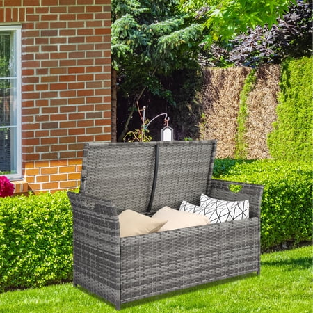 SamyoHome 33-Gallon Wicker Storage Box and Bench - Dual-Purpose Convenience