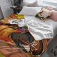 thumbnail image 3 of Thanksgiving Turkey Pumpkin Throw Flannel Blanket 50x80In Fall Maple Leaves Harvest Super Soft Cozy Bed Blanket, Lightweight Plush Fuzzy Bed Throw for Bedroom Sofa Couch Living Room, 3 of 4