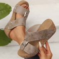 thumbnail image 6 of Slippers for Women,Slippers Comfortable Open Toe Sandals With Thick Sole For Casual Outdoor Relaxation Summer Style,Womens Slippers,Khaki,8.5, 6 of 8