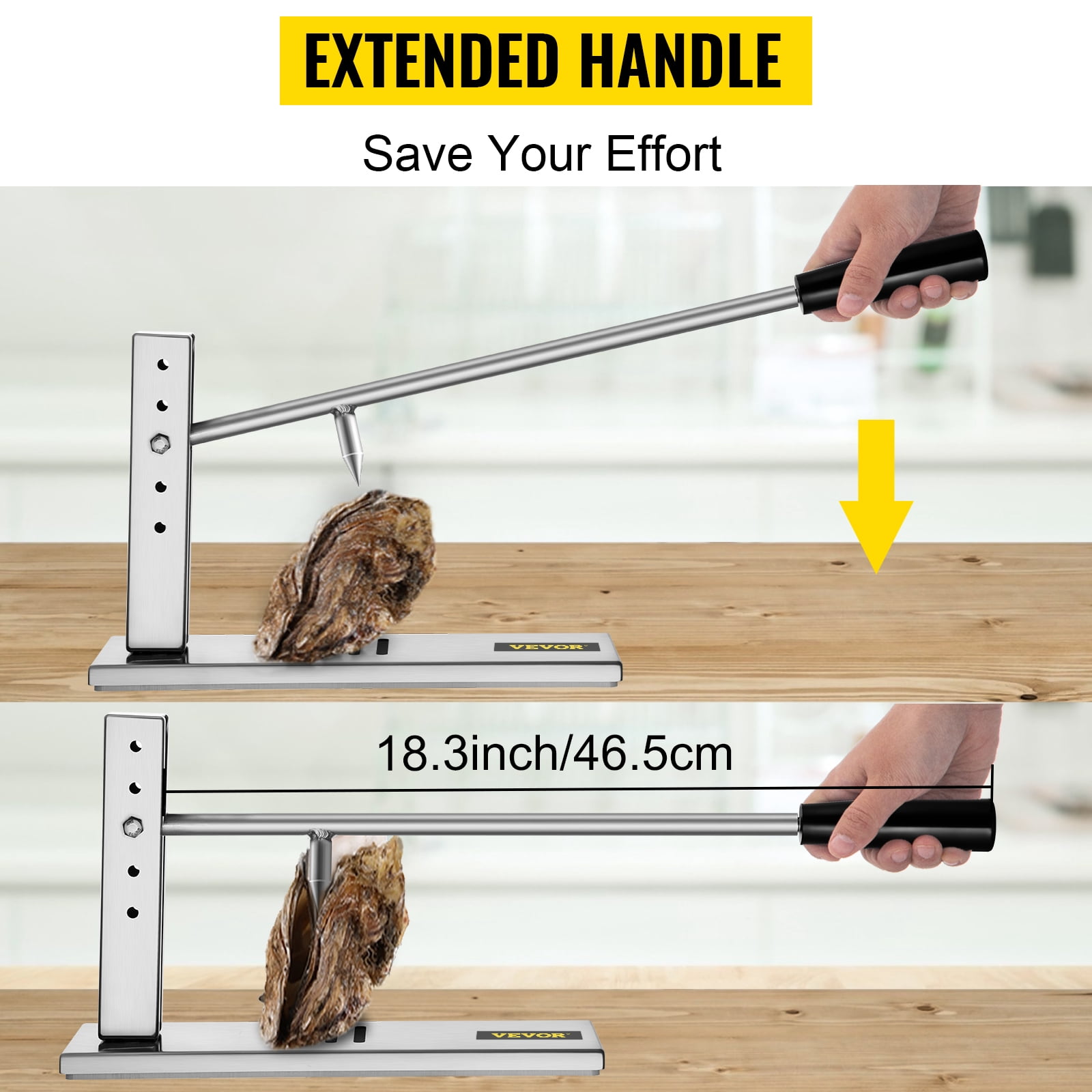 VEVOR Oyster Shucker Machine, Adjustable Oyster Shucker Tool Set, Stainless Steel Cutter Head Oyster Shucking Tool, Clam Shucker Tool with Handle & Clamp for Shellfish Clam in Hotel Buffets and Home