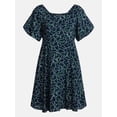 thumbnail image 6 of Time and Tru Women's Airflow Mini Dress with Puff Sleeves, Sizes XS-XXXL, 6 of 6