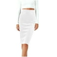 thumbnail image 2 of YTCAMLO Knee Length Pencil Skirts for Women Trendy Elegant Bodycon Skirts Slim Fit Velvet Skirts Stretch Office Work Midi Skirt, White XXL, 2 of 8