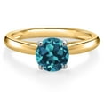 thumbnail image 3 of Gem Stone King 10K Two Tone Gold London Blue Topaz Solitaire Engagement Ring for Women | 1.10 Cttw | Round 6MM | Gemstone November Birthstone | Size 8, 3 of 6