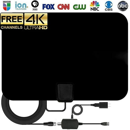 2019 NEWEST 50-80 Miles Long Range TV Antenna Amplified HD Digital TV Antenna Support 4K 1080p VHF UHF for Indoor with Detachable Powerful Ampliflier Signal Booster Strong Reception 16.5ft Coax
