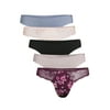 Jessica Simpson Women's Thong Panties with Lace, 5-Pack