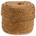 thumbnail image 4 of Small Natural Seagrass Basket with Lid for Household Storage and Decorative Flower Design, Child-Friendly Organizer, 4 of 8