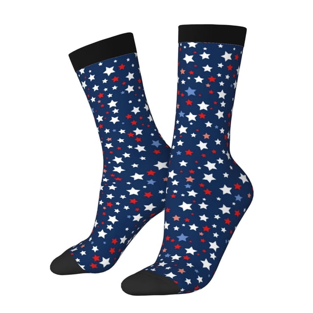 Balery Colorful Stars Calcetas Largas con Estampado para Hombre y Mujer – Suaves y Transpirables, Talla Única (US 5-11)