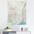 thumbnail image 1 of Map Tapestry, Map of Barcelona City Streets Parks Subdistricts Points of Interests, Fabric Wall Hanging Decor for Bedroom Living Room Dorm, 5 Sizes, Lime Green Pale Blue, by Ambesonne, 1 of 1