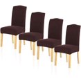 thumbnail image 1 of Stretch Dining Room Chair Slipcovers Spandex Fabric Removable Washable Chair Protector Cover for Dining Room, Hotel, Ceremony, Wedding, Party (Chocolate Knit, 4 Per Set), 1 of 8