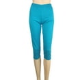 thumbnail image 3 of Frontwalk Women Workout Yoga Capris Leggings Solid Color Casual Pants Elastic Waist Capris Pants Jeggings Lake Blue 3XL, 3 of 3