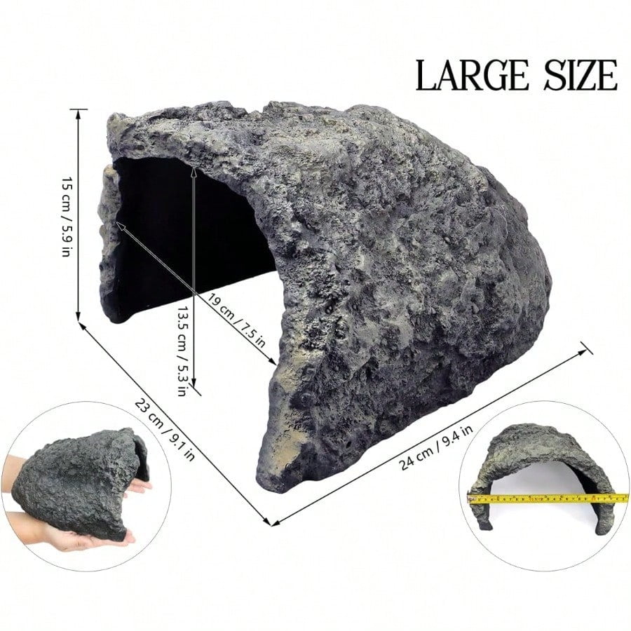 Rock Cave Habitat Hidden for Reptile and Amphibians.Terrarium & Aquarium Decor, Reptile hideout Hide Cave,Perfect for Bearded Dragons,Lizards,Snakes,Turtles,Geckos,Tortoises,Small Animals -Large Size