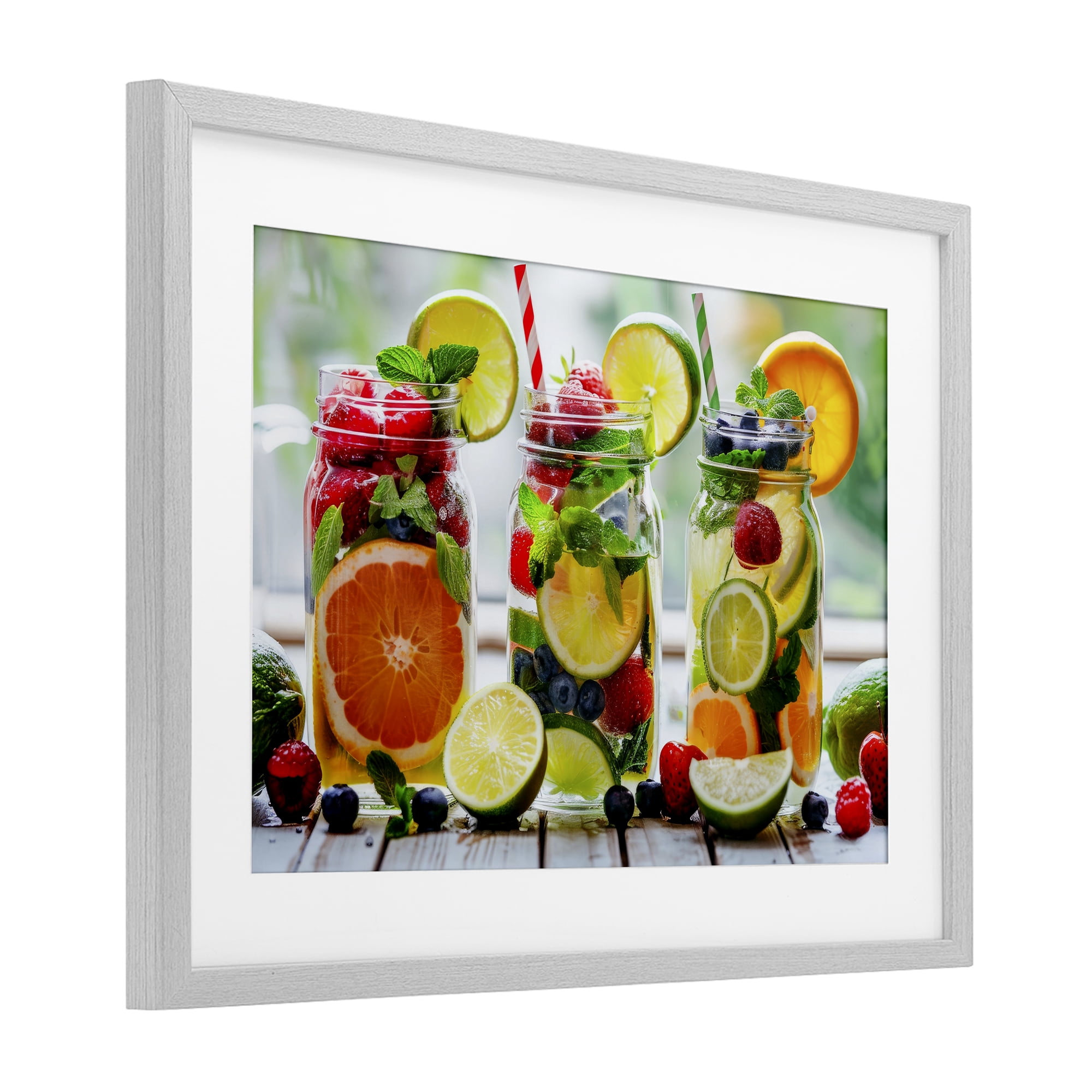 Stupell Industries Vibrant Citrus & Berry Infusion Gray Framed Print Under Glass, design by Lazar Studio