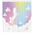 thumbnail image 2 of Ambesonne Galaxy Unicorn Shower Curtain, Rampant Horse Clouds, 69"Wx84"L, White Soft Pink Yellow, 2 of 4