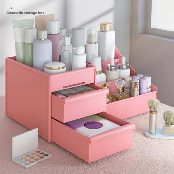 Caja de almacenamiento de cosméticos, estuche de almacenamiento de maquillaje, caja de almacenamiento de cajones cosméticos de plástico, vitrinas de maquillaje hechas a mano con cuidado Jadeshay A