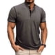 thumbnail image 1 of Ceisia Men's Slim Fit Stretch Stand-Up Collar Short Sleeve Shirt - Solid Color with Contrast Trim Coffee S Gifts, 1 of 7