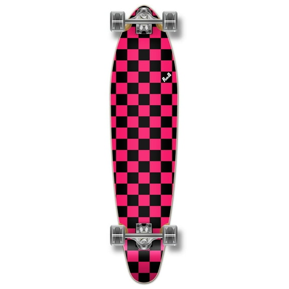 Yocaher Kicktail Longboard Complete - Checker Pink