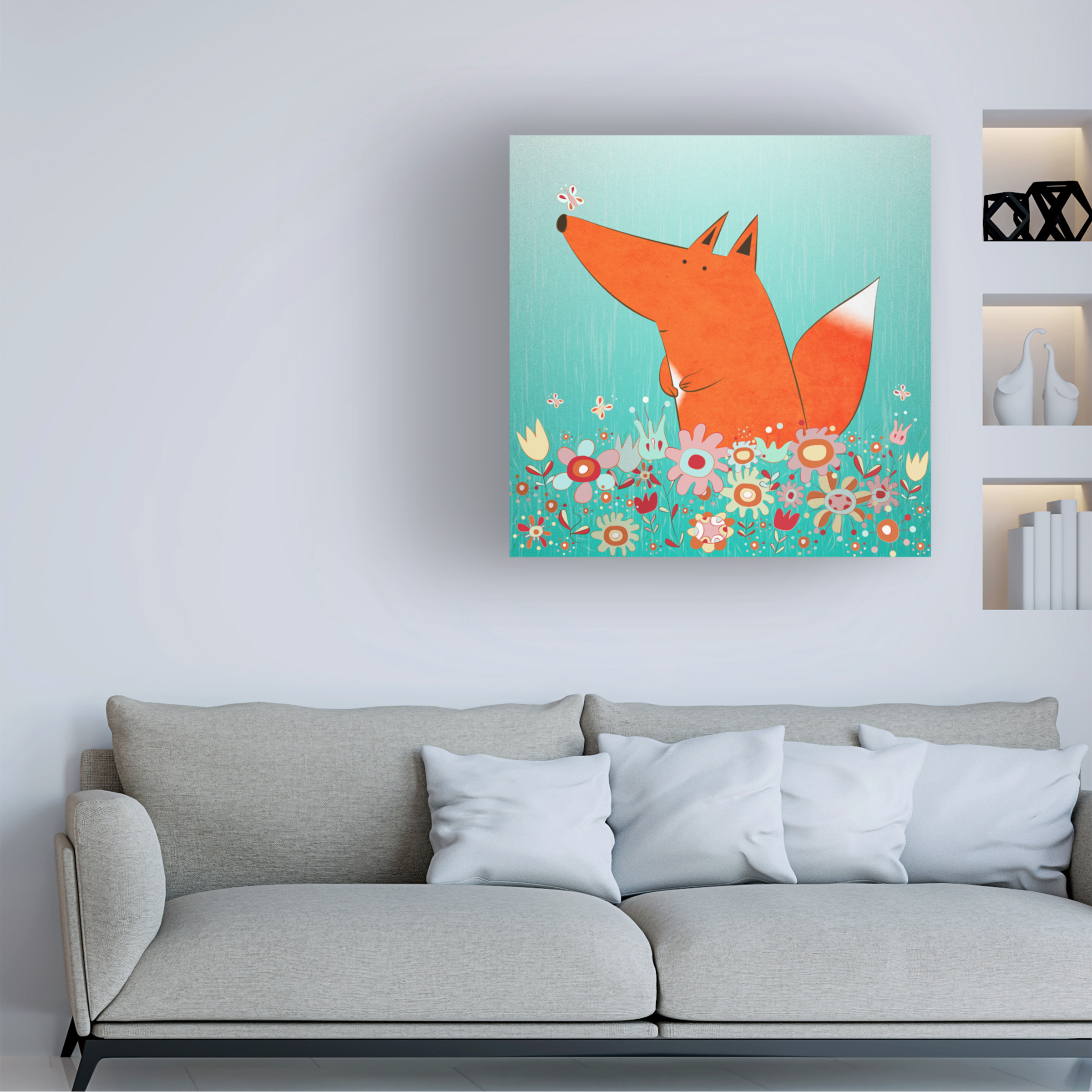 Carla Martell 'Fox in Flowers' Canvas Art