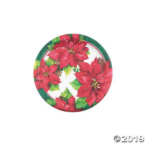 Christmas Poinsettia Round Paper Dessert Plates - Walmart.com - Walmart.com
