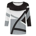 thumbnail image 4 of Aoochasliy Ladies Tops Long Sleeve Geometry Printed Loose T-shirt Mid-length 3/4 Sleeves Blouse Round Neck Casual Tops, 4 of 4