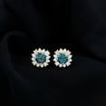 thumbnail image 3 of Rosec Jewels 3/4 CT London Blue Topaz and Diamond Halo Stud Earrings for Women, 18K Yellow Gold, 3 of 8