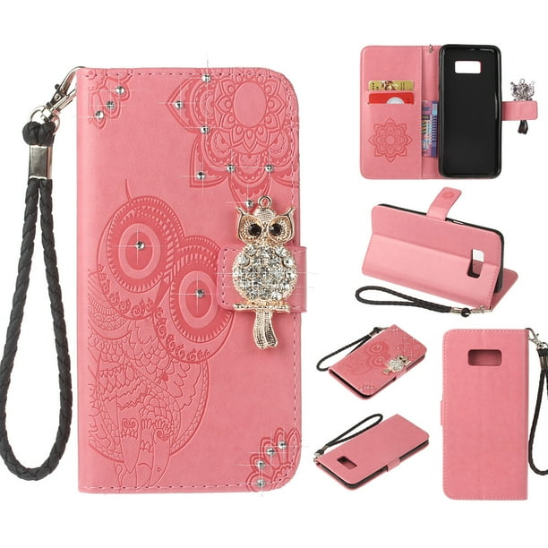 Galaxy S8+ Case, Galaxy S8 Plus Case, Allytech Slim Fit Lightweight PU Leather Cute Owl Glitter