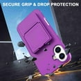 thumbnail image 2 of Dteck Hidden Wallet Cash Slot Case for iPhone 16, Heavy Duty Hard PC + Soft TPU Bumper Protective Rugged Cover with Built-in Mirror, Shockproof Dual Credit Card Holder Slim Case, Darkpurple, 2 of 6