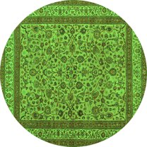 Ahgly Company Indoor Round Persian Green Traditional Area Rugs, 3' Round