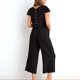 thumbnail image 4 of ICHUANYI Liquidación Conjuntos a juego de salón de 2 piezas de verano para mujer Trajes sólidos Lino Cuello redondo Tops de manga corta y pantalones largos Traje de chándal ICHUANYI WER2023082205069, 4 of 5