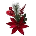 thumbnail image 3 of Vickerman 72" Merry Red Poinsettia, Ball, and Fern Decorated Garland., 3 of 5