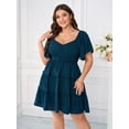 thumbnail image 3 of Minivestido casual SHESTARR con escote en forma de corazón, talla grande, 3 of 7